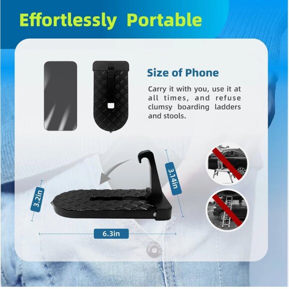 Folding Aluminum Car Step 400lbs Capacity Universal Fit for Cars & SUVs - Picture 5 of 10